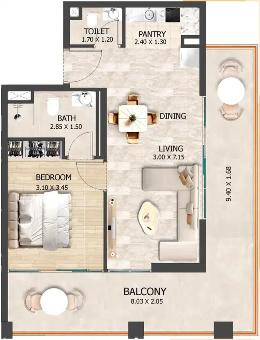 1 Bedroom in Crystal Tower by VHS