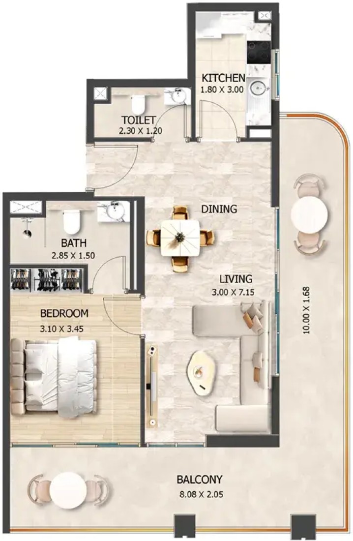1 Bedroom in Crystal Tower by VHS
