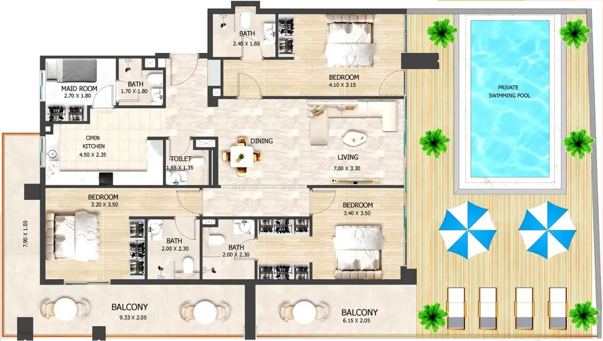 3 Bedrooms in Crystal Tower by VHS