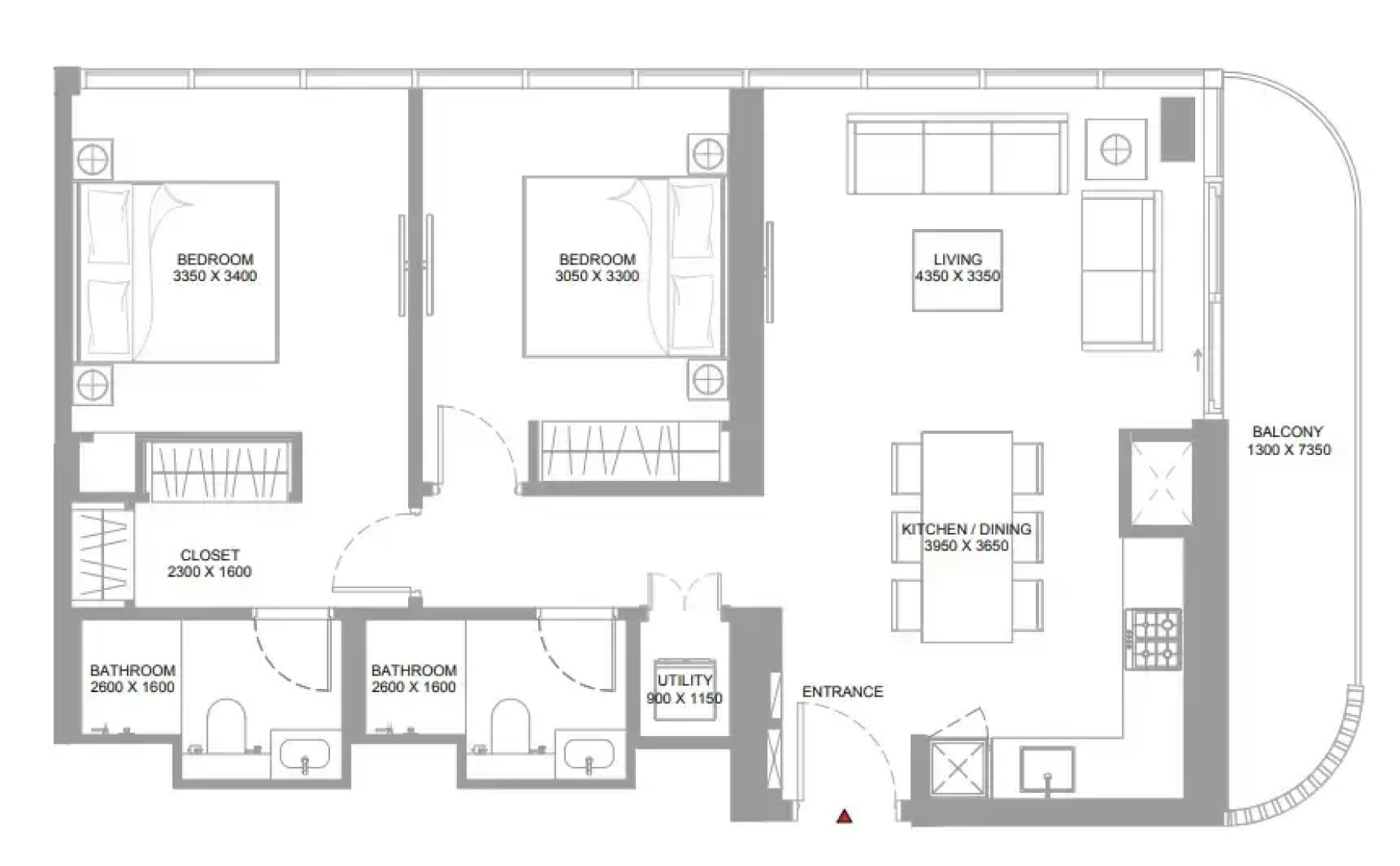 2 Bedrooms in Pearlside Marina Residences