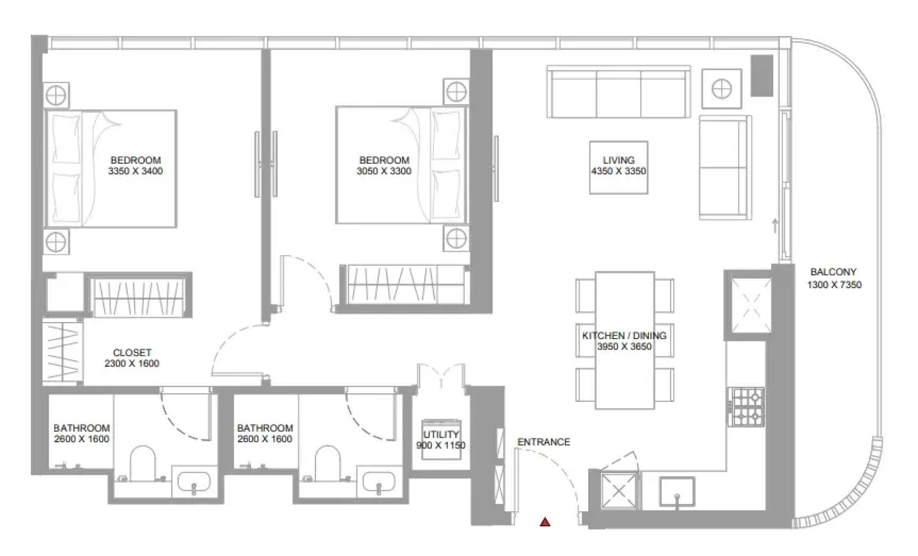 2 Bedrooms in Pearlside Marina Residences
