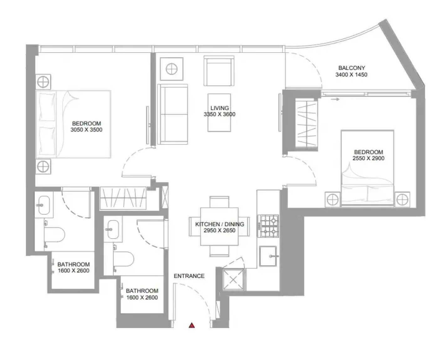 2 Bedrooms in Pearlside Marina Residences