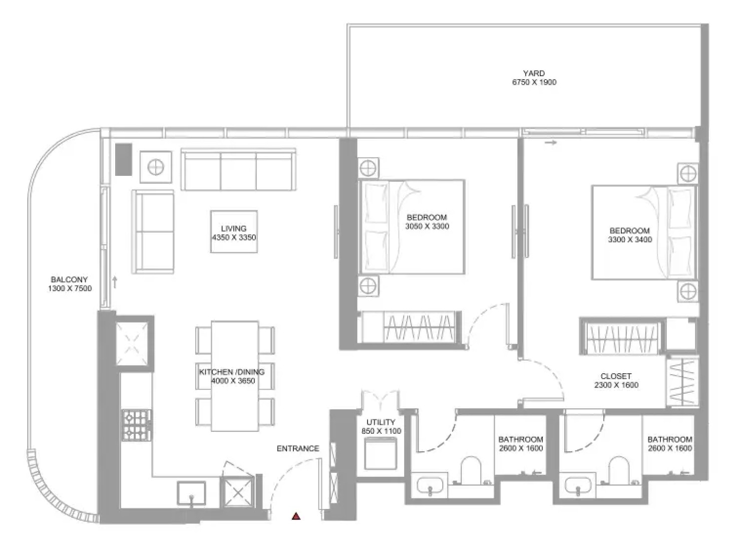 2 Bedrooms in Pearlside Marina Residences