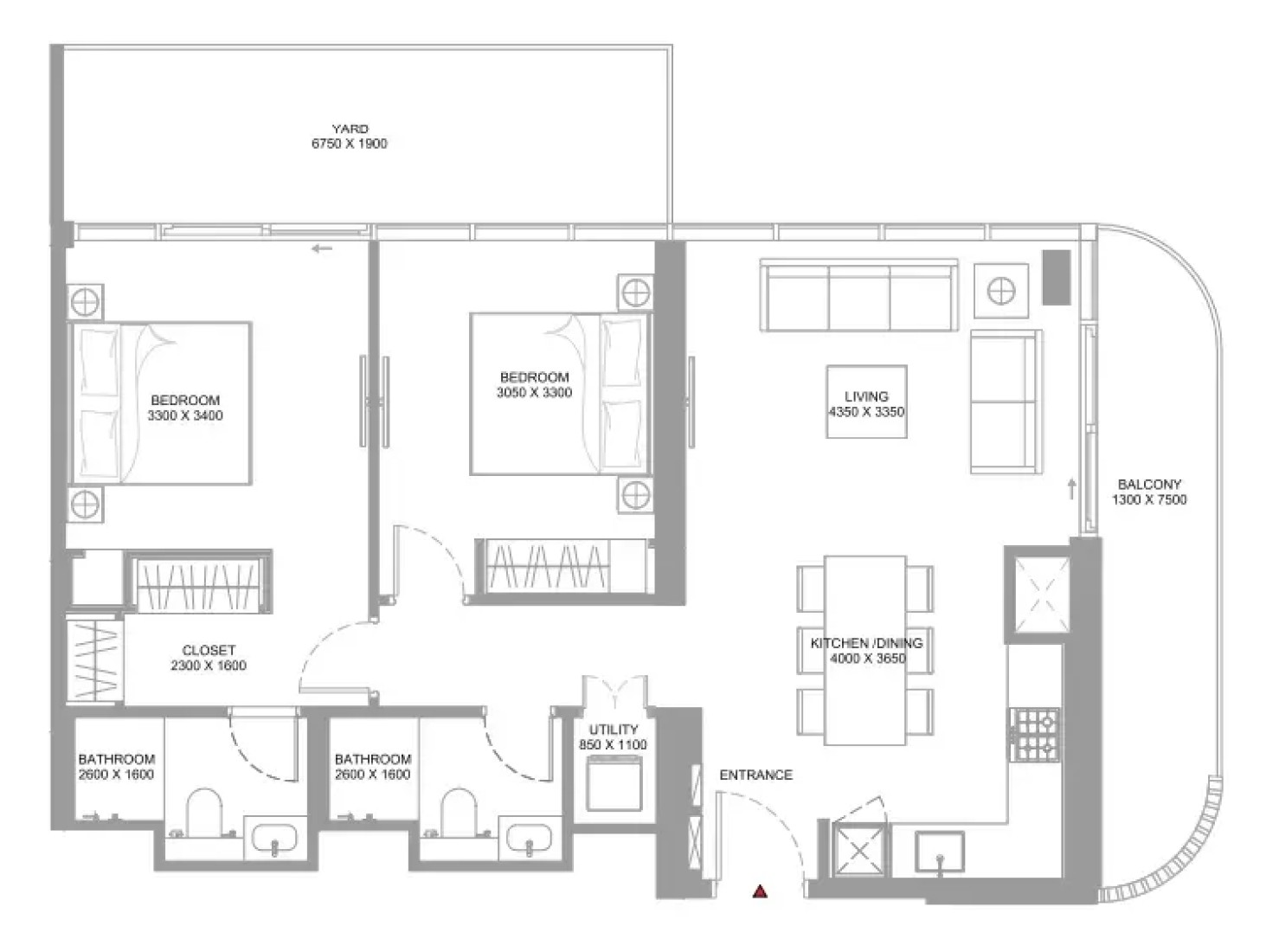 2 Bedrooms in Pearlside Marina Residences