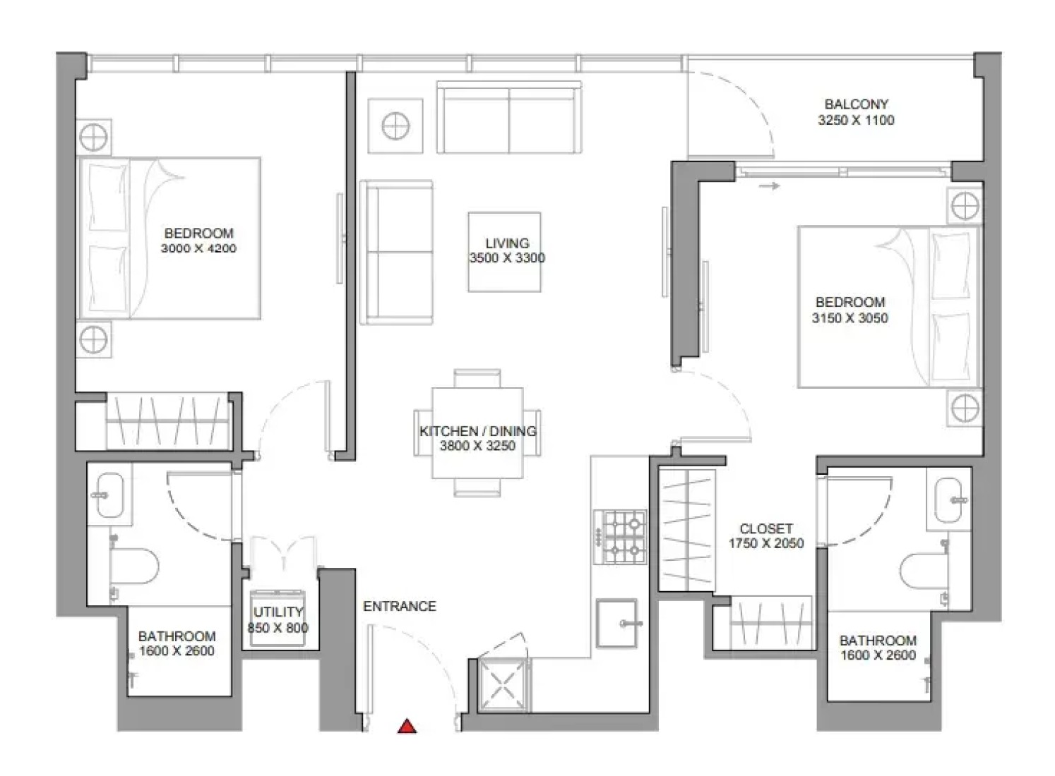 2 Bedrooms in Pearlside Marina Residences