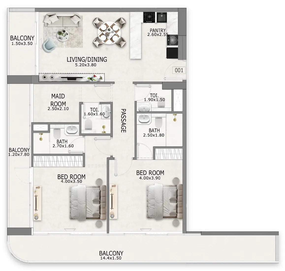 2 Bedrooms in Casa Altia