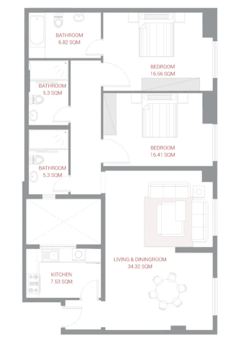 2 Bedrooms in Al Ameera Village