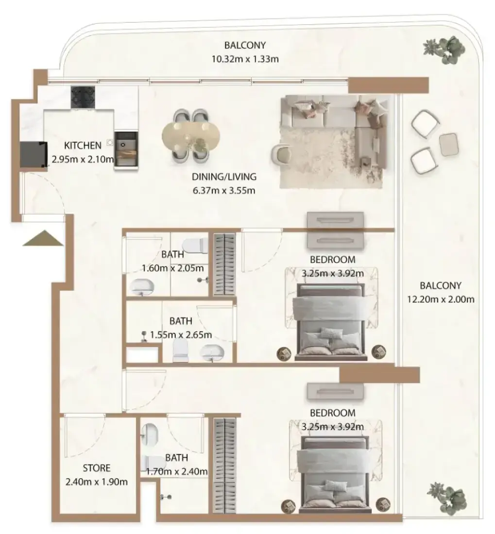 2 Bedrooms in Veda