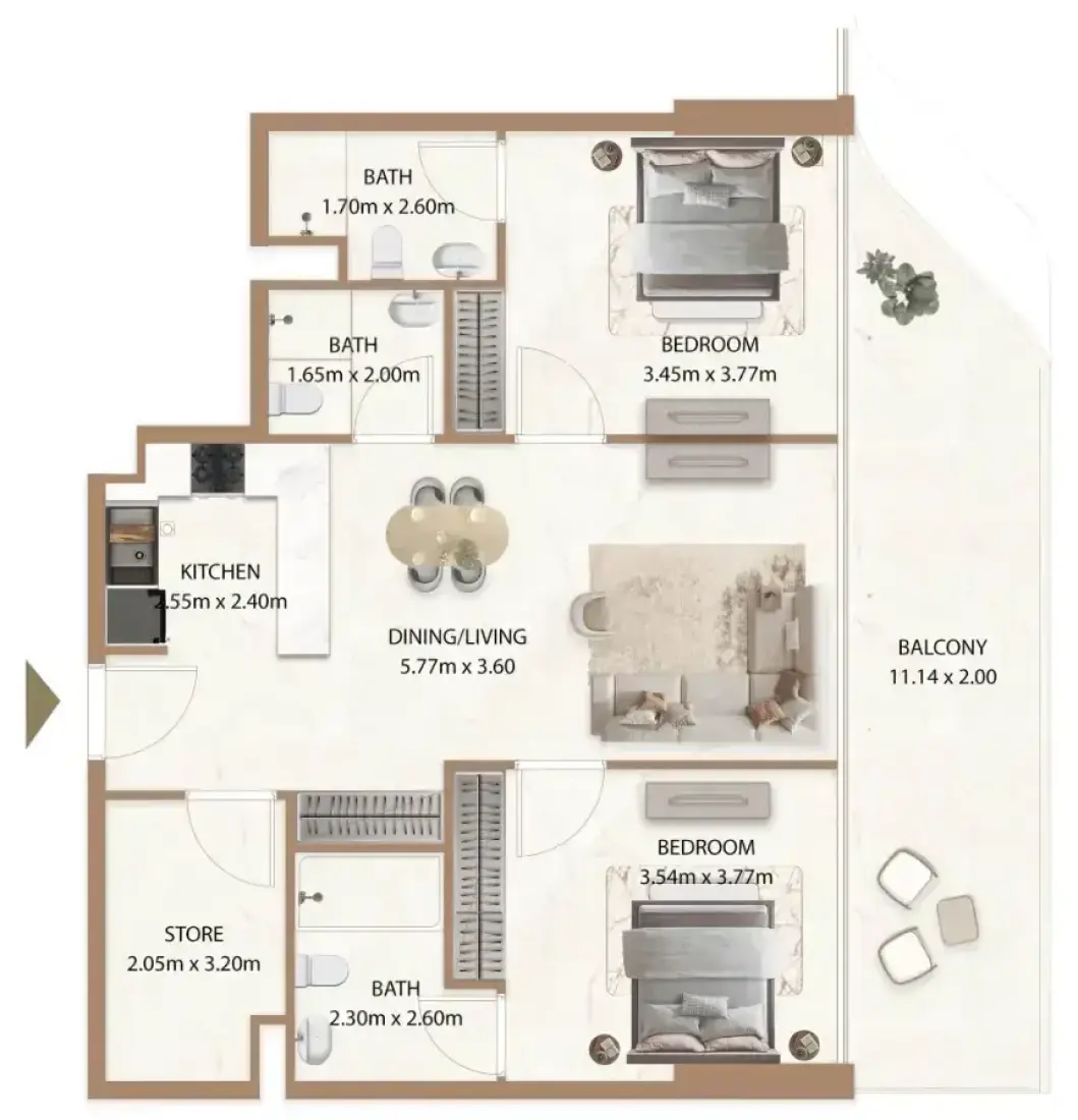 2 Bedrooms in Veda