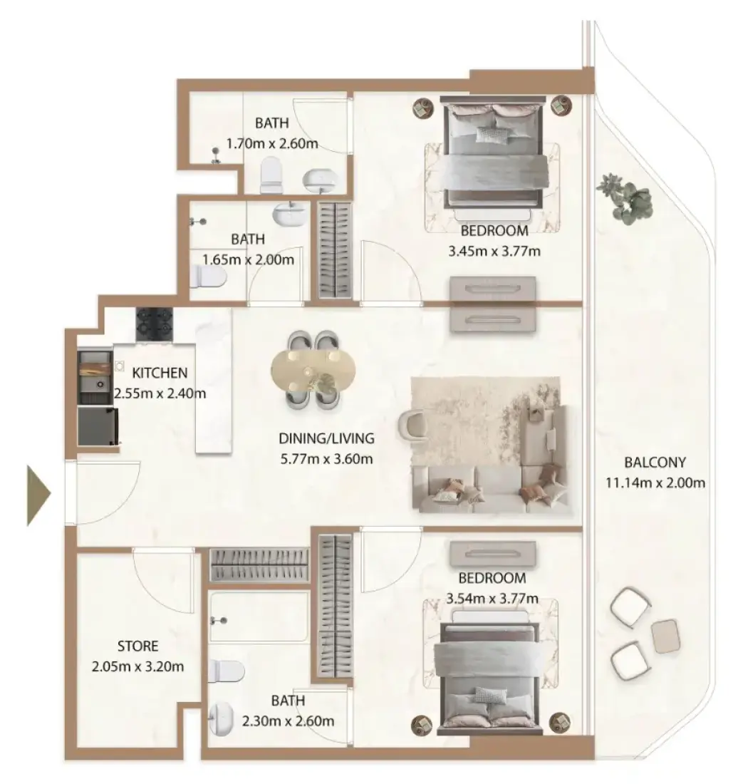 2 Bedrooms in Veda