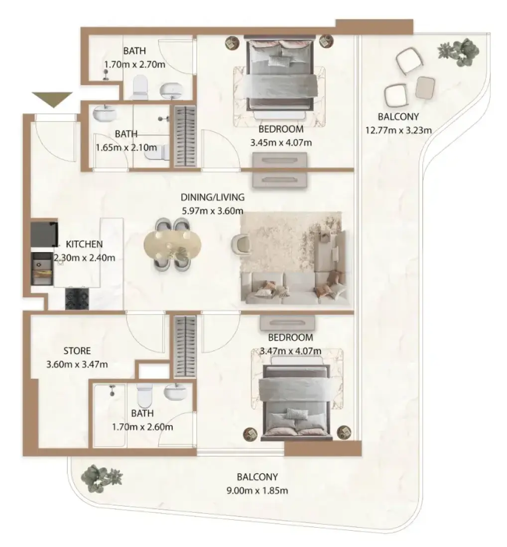 2 Bedrooms in Veda