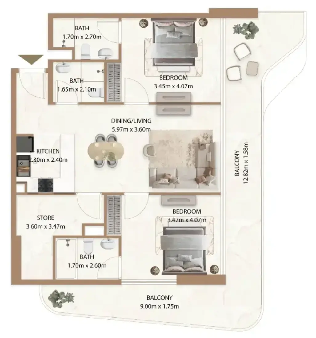 2 Bedrooms in Veda