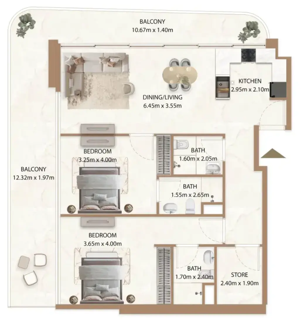 2 Bedrooms in Veda
