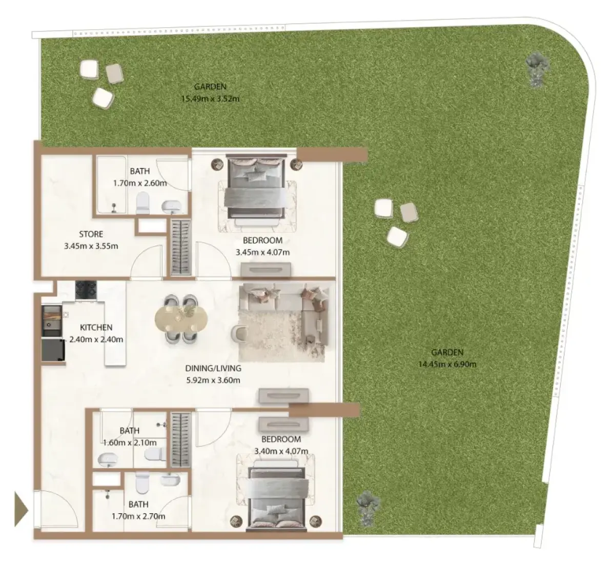 2 Bedrooms in Veda