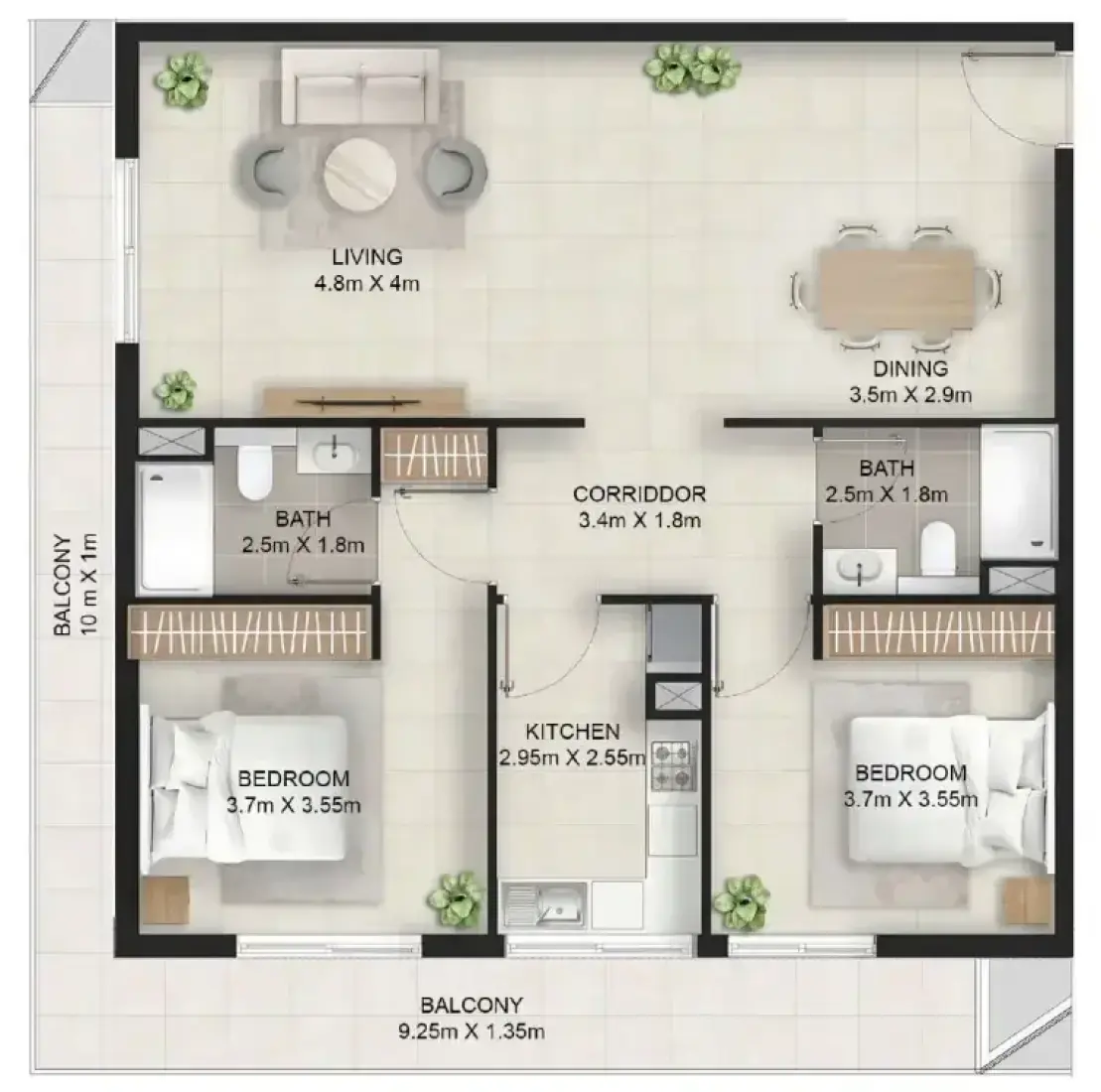 2 Bedrooms in Stellar Axis