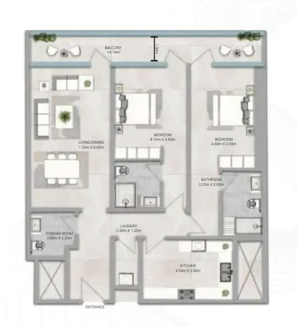 2 Bedrooms in Amwaj Tower