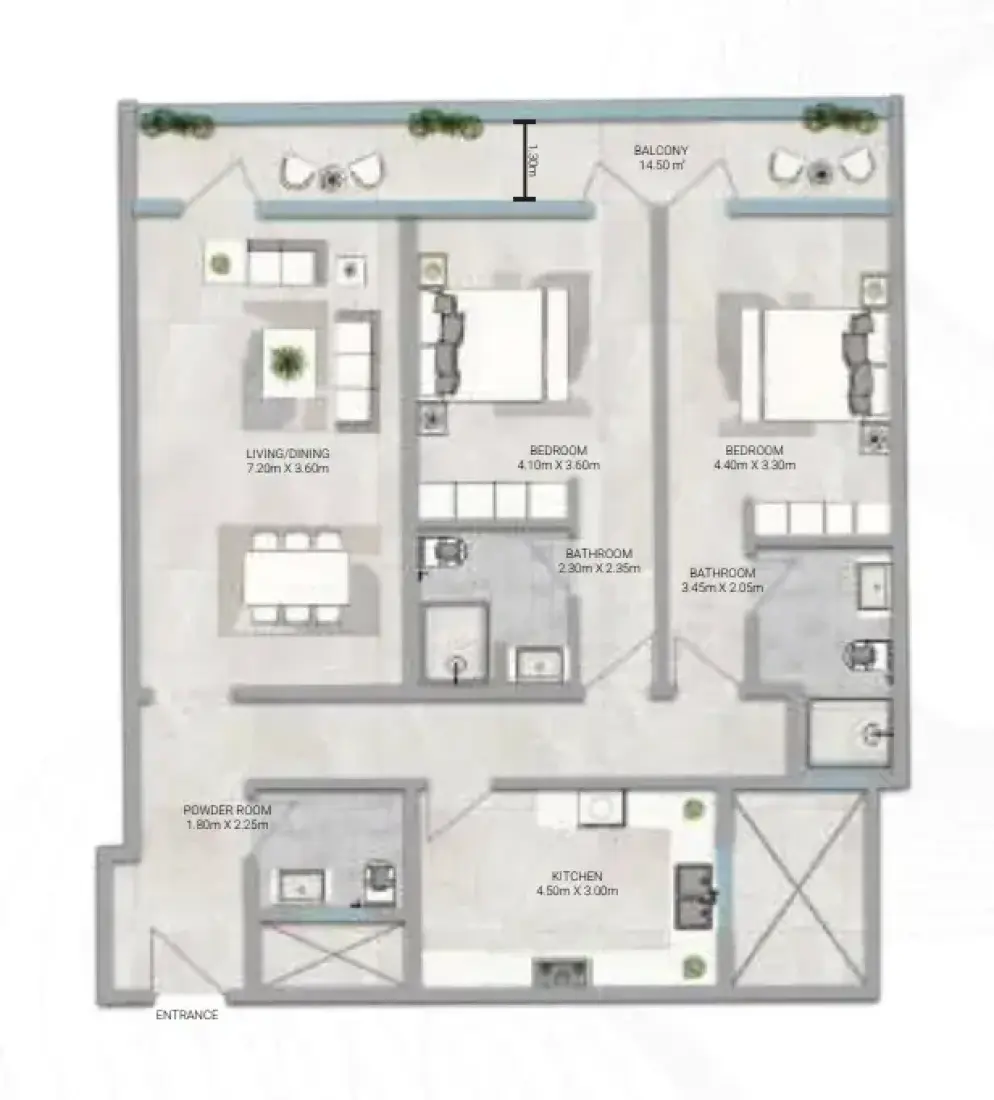 2 Bedrooms in Amwaj Tower