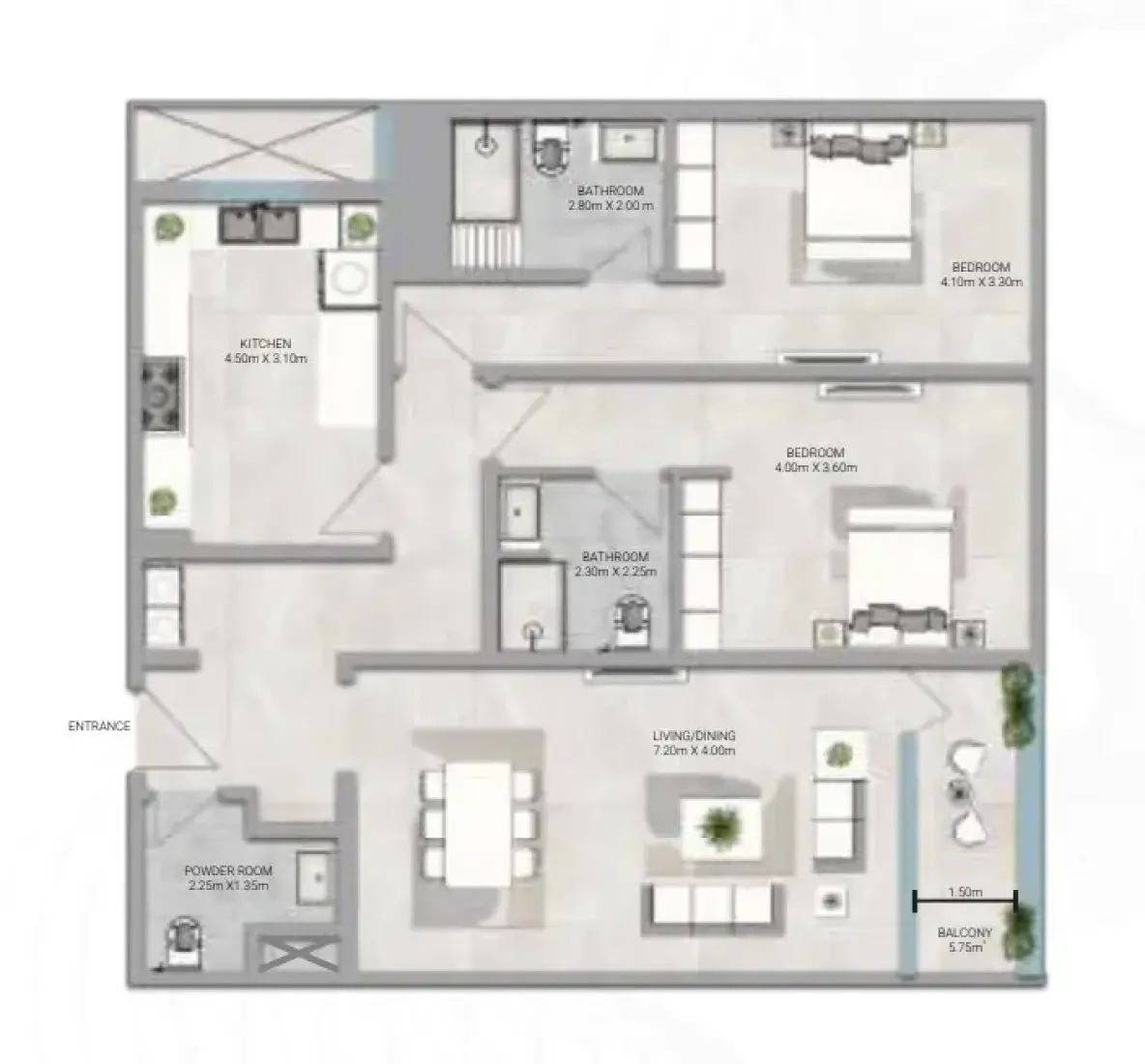 2 Bedrooms in Amwaj Tower