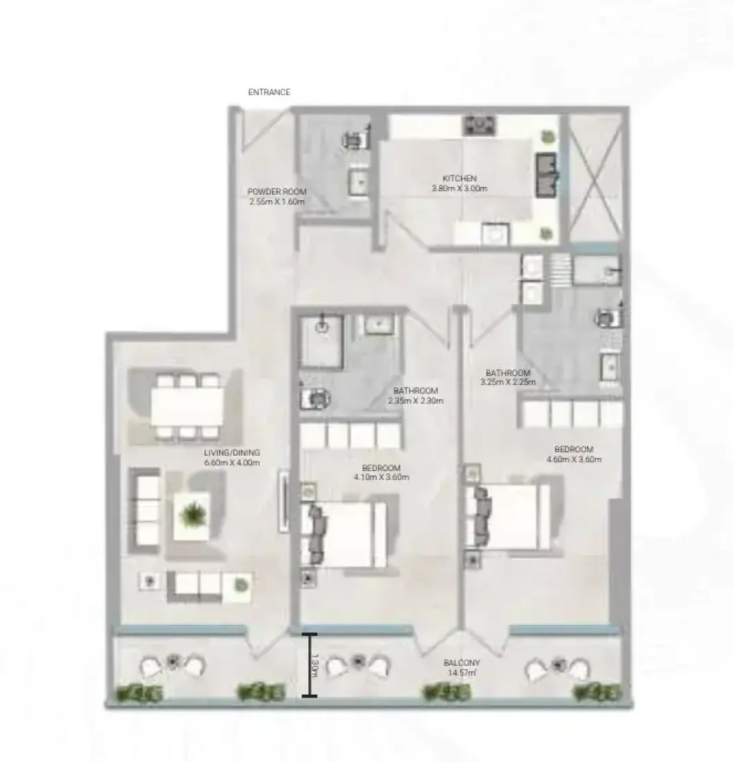 2 Bedrooms in Amwaj Tower
