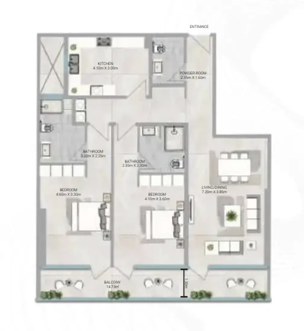 2 Bedrooms in Amwaj Tower