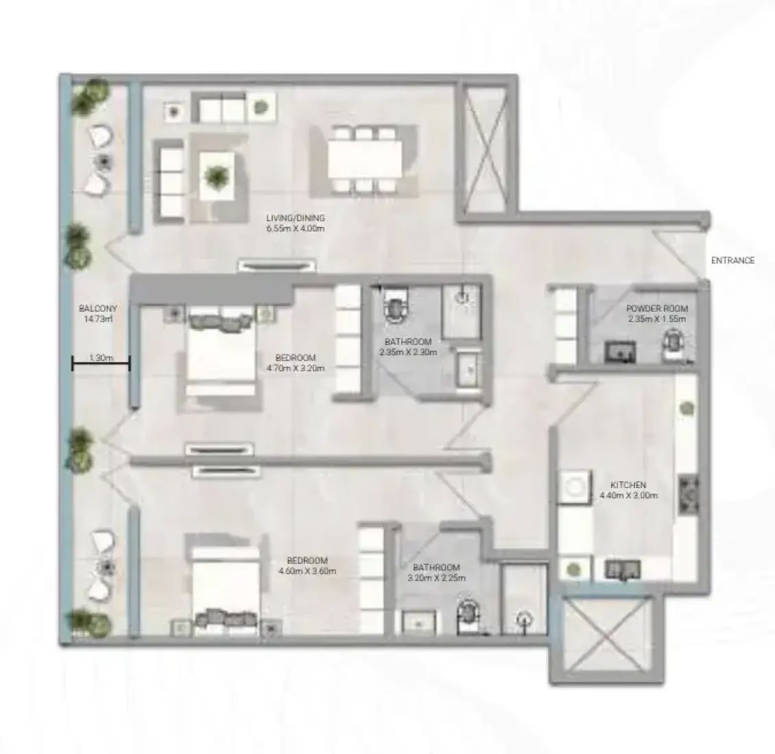 2 Bedrooms in Amwaj Tower