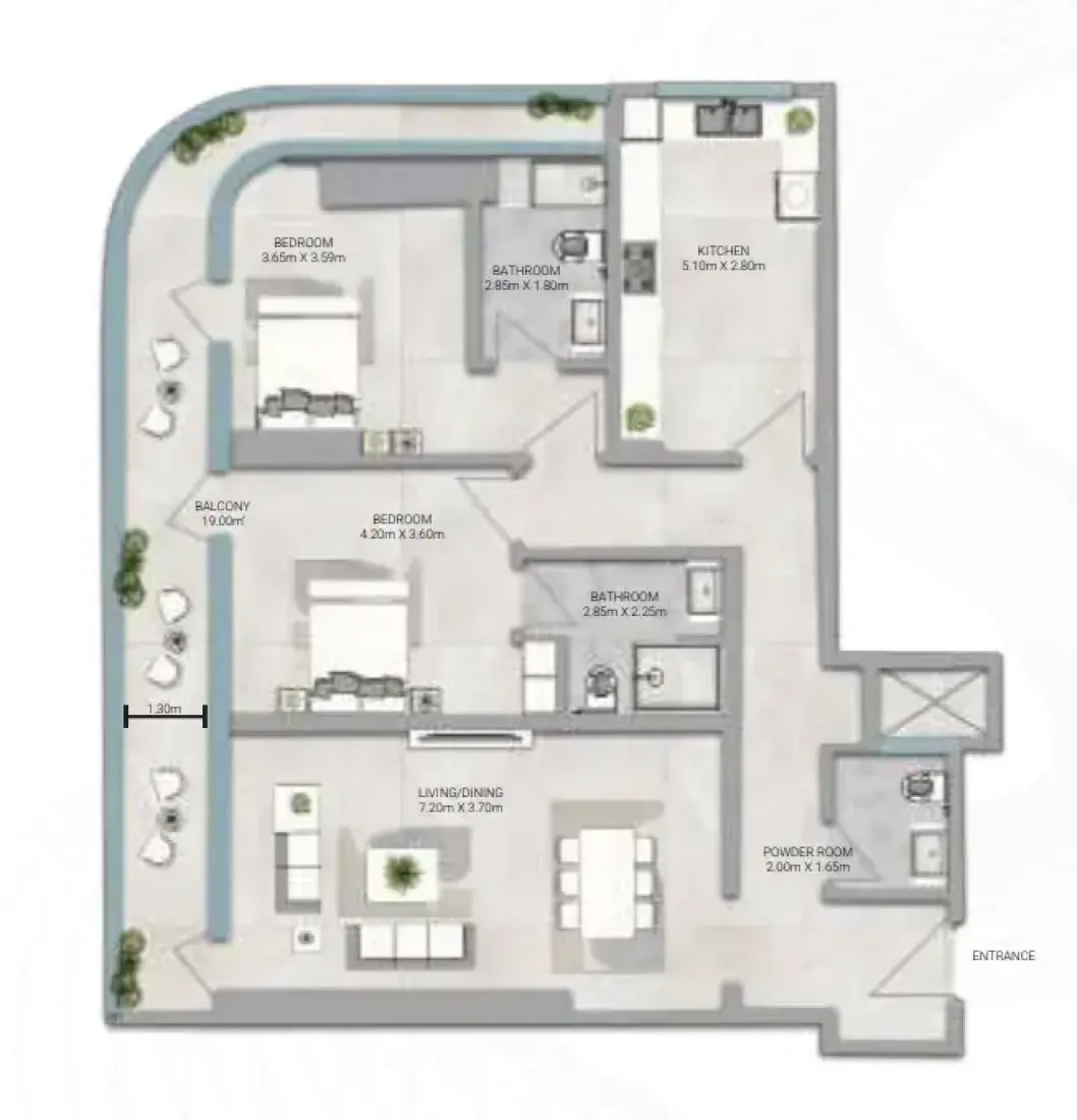 2 Bedrooms in Amwaj Tower