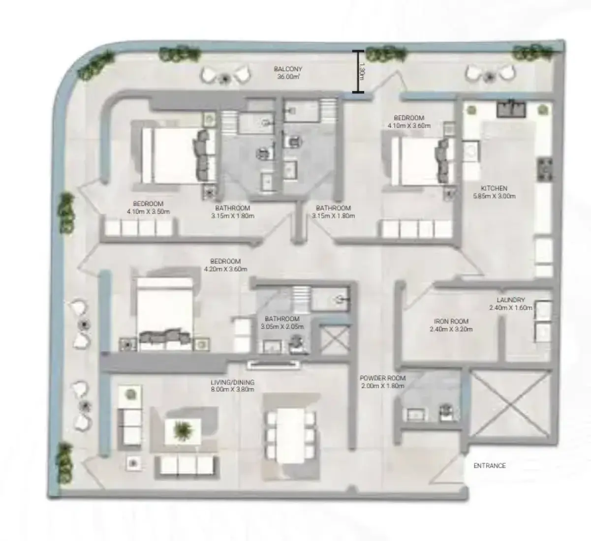 3 Bedrooms in Amwaj Tower