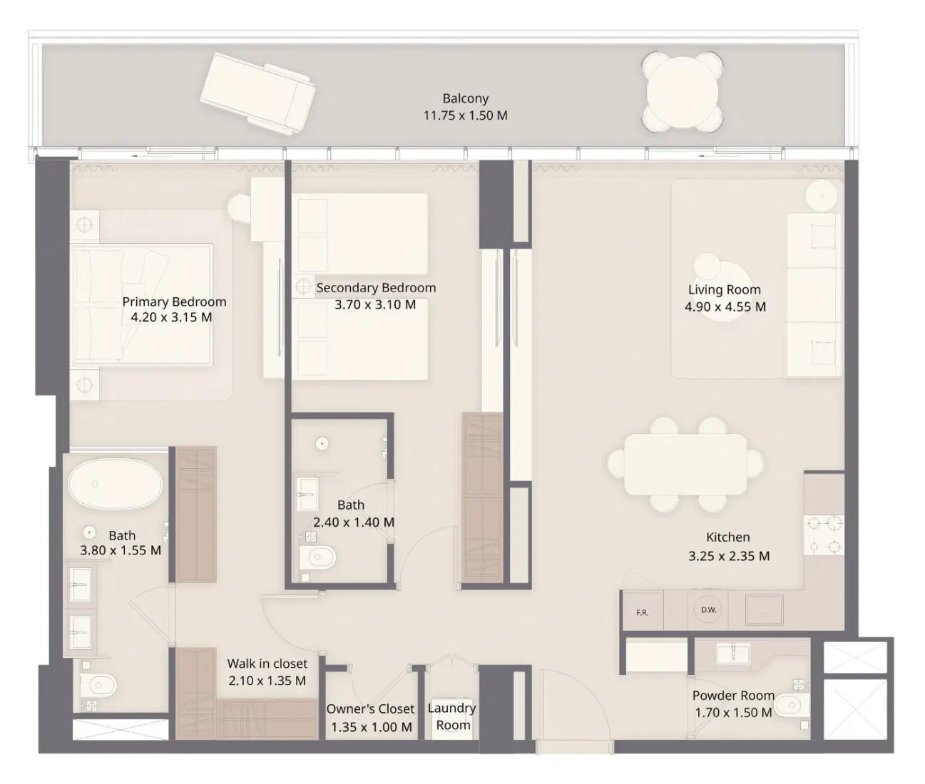 2 Bedrooms in The Residences at Sheraton Al Marjan Island Resort