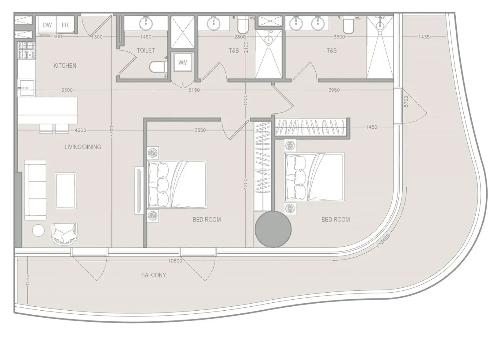 2 Bedrooms in A1LA Residence