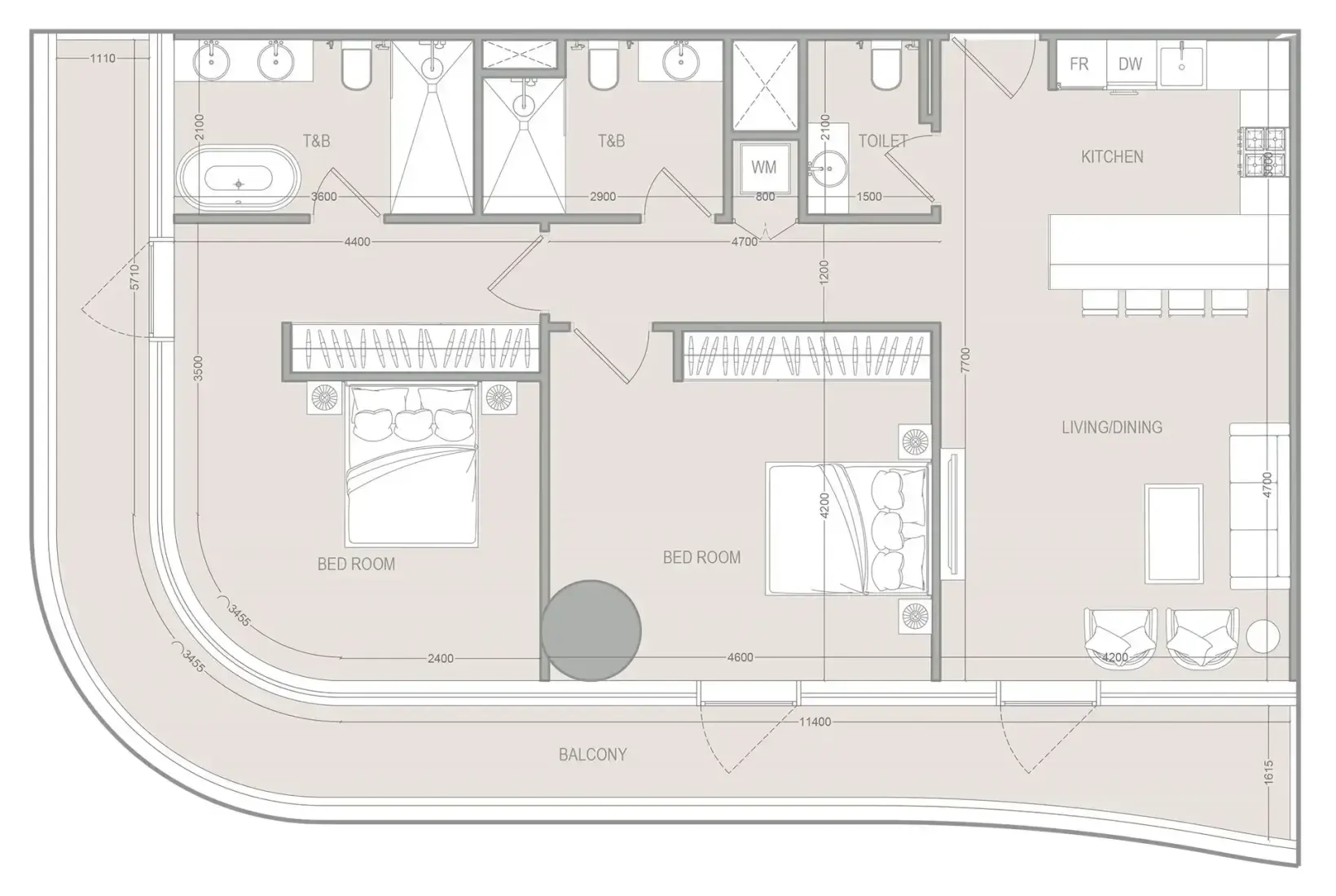 2 Bedrooms in A1LA Residence