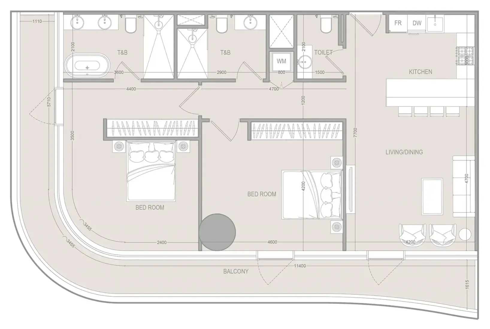 2 Bedrooms in A1LA Residence