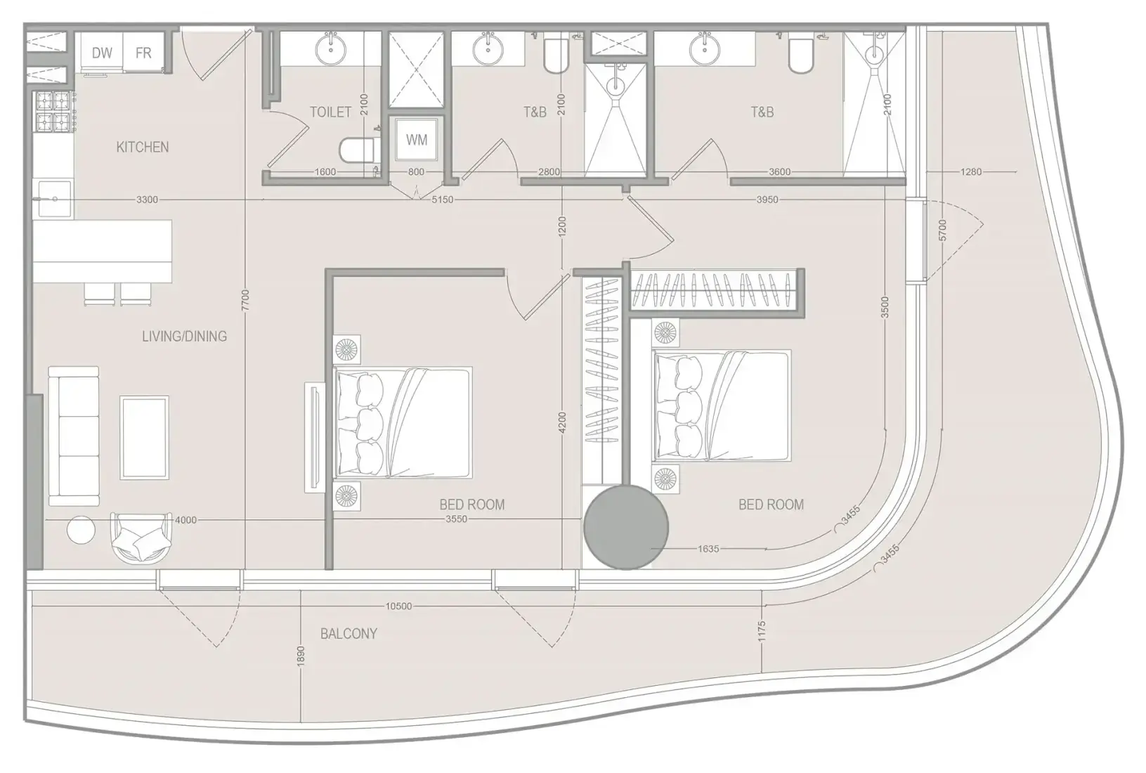 2 Bedrooms in A1LA Residence