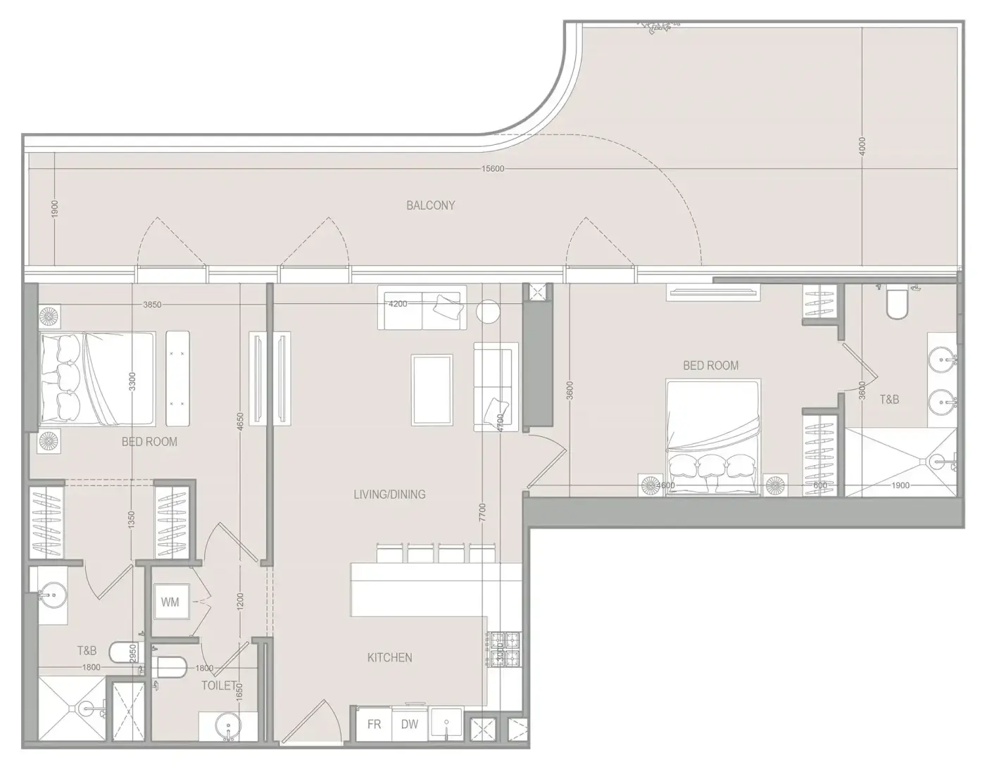 2 Bedrooms in A1LA Residence