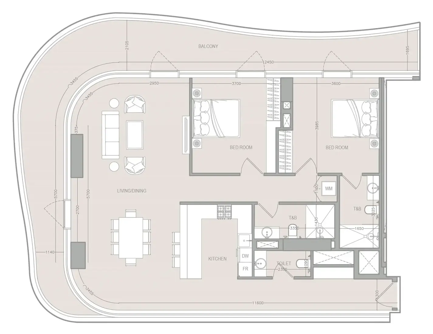 2 Bedrooms in A1LA Residence
