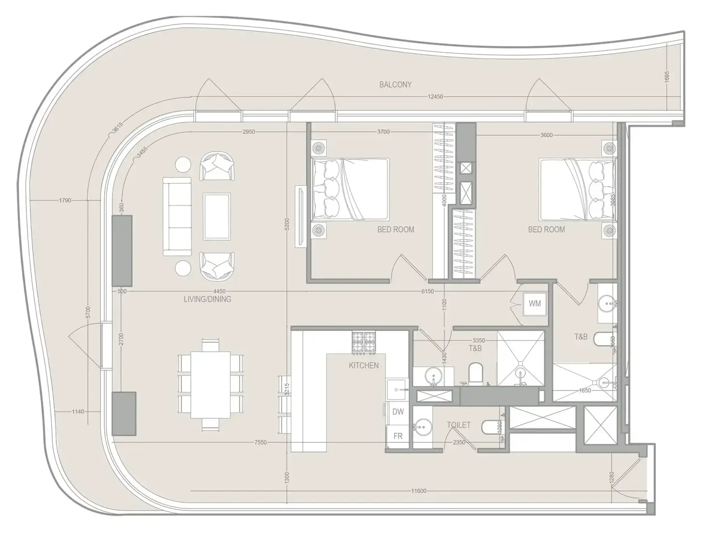 2 Bedrooms in A1LA Residence