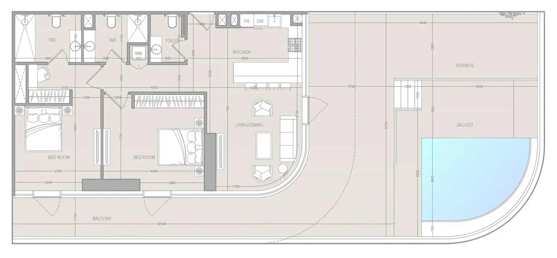 2 Bedrooms in A1LA Residence