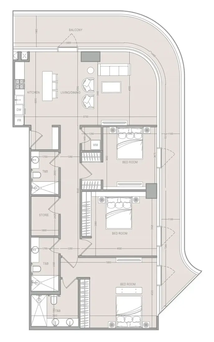3 Bedrooms in A1LA Residence