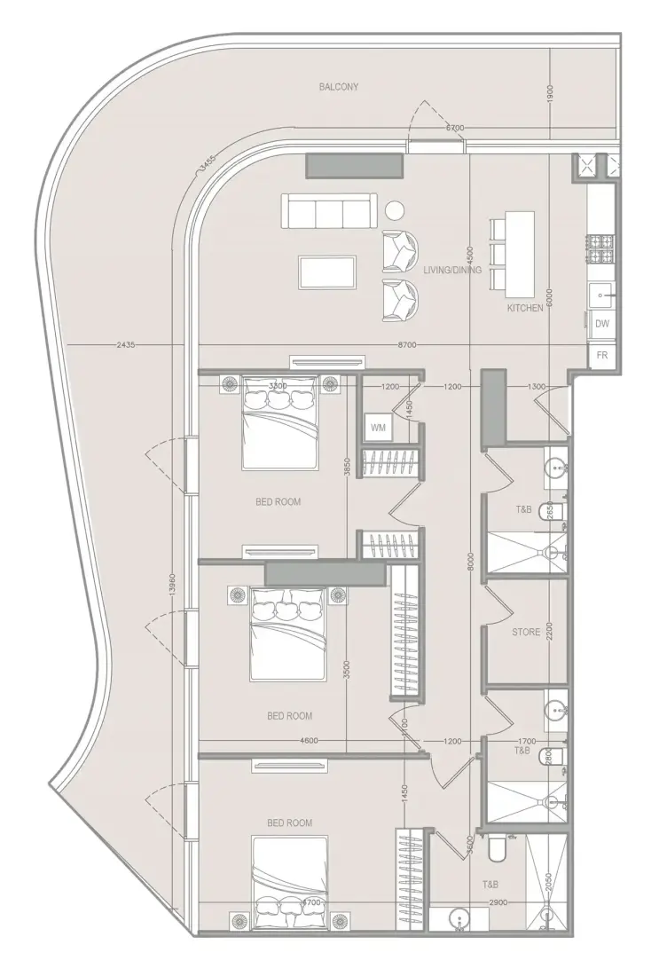 3 Bedrooms in A1LA Residence