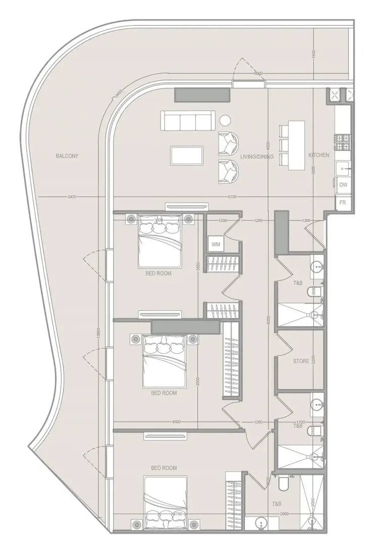 3 Bedrooms in A1LA Residence