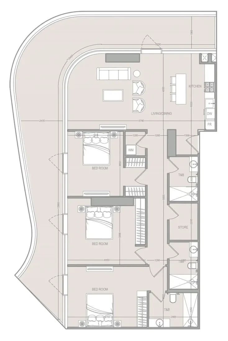 3 Bedrooms in A1LA Residence