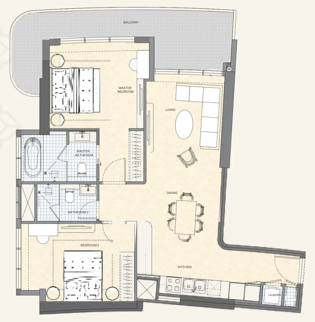 2 Bedrooms in Dusit Thani Residences Ajman