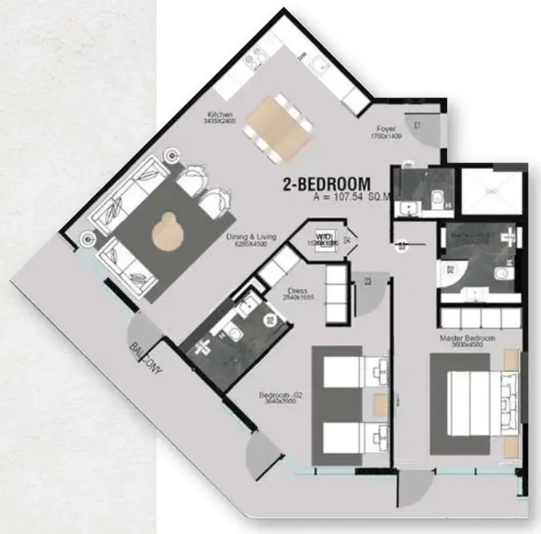 2 Bedrooms in Cresswell Plaza