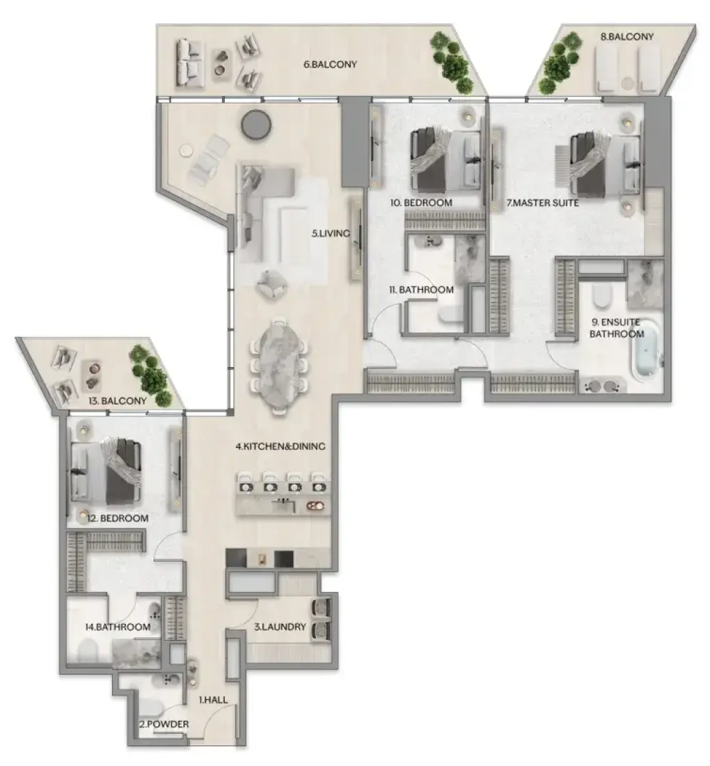 3 Bedrooms in Riviera Residences