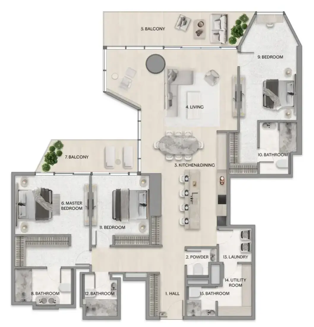 3 Bedrooms in Riviera Residences