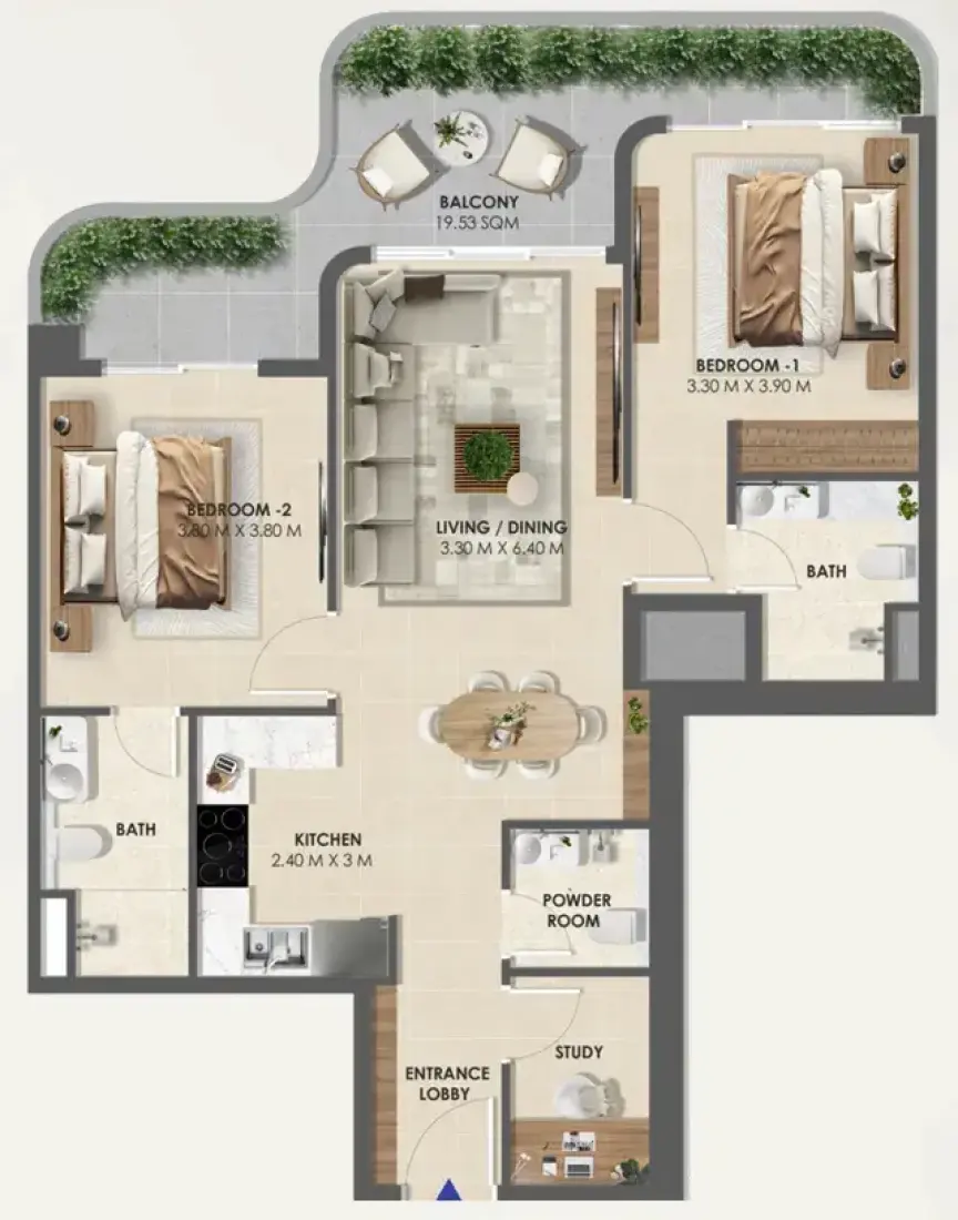 2.5 Bedrooms in Vivida Residences