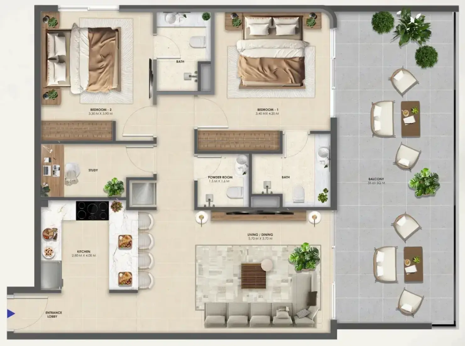 2.5 Bedrooms in Vivida Residences