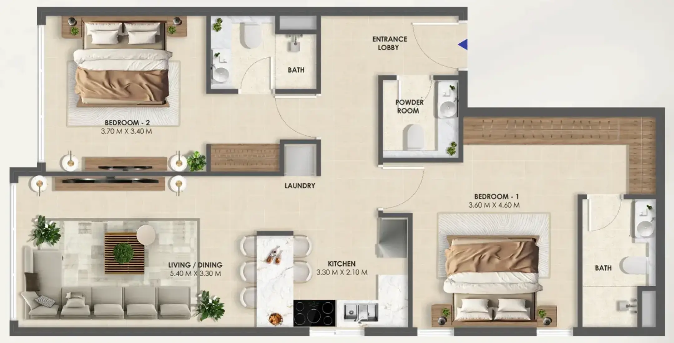 2 Bedrooms in Vivida Residences