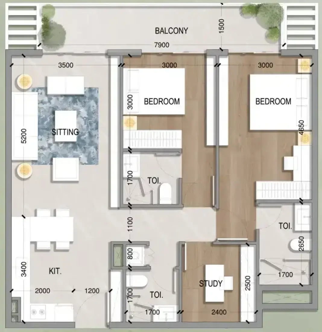 2 Bedrooms in Oasis Residences