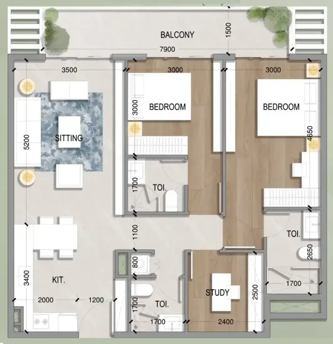 2 Bedrooms in Oasis Residences