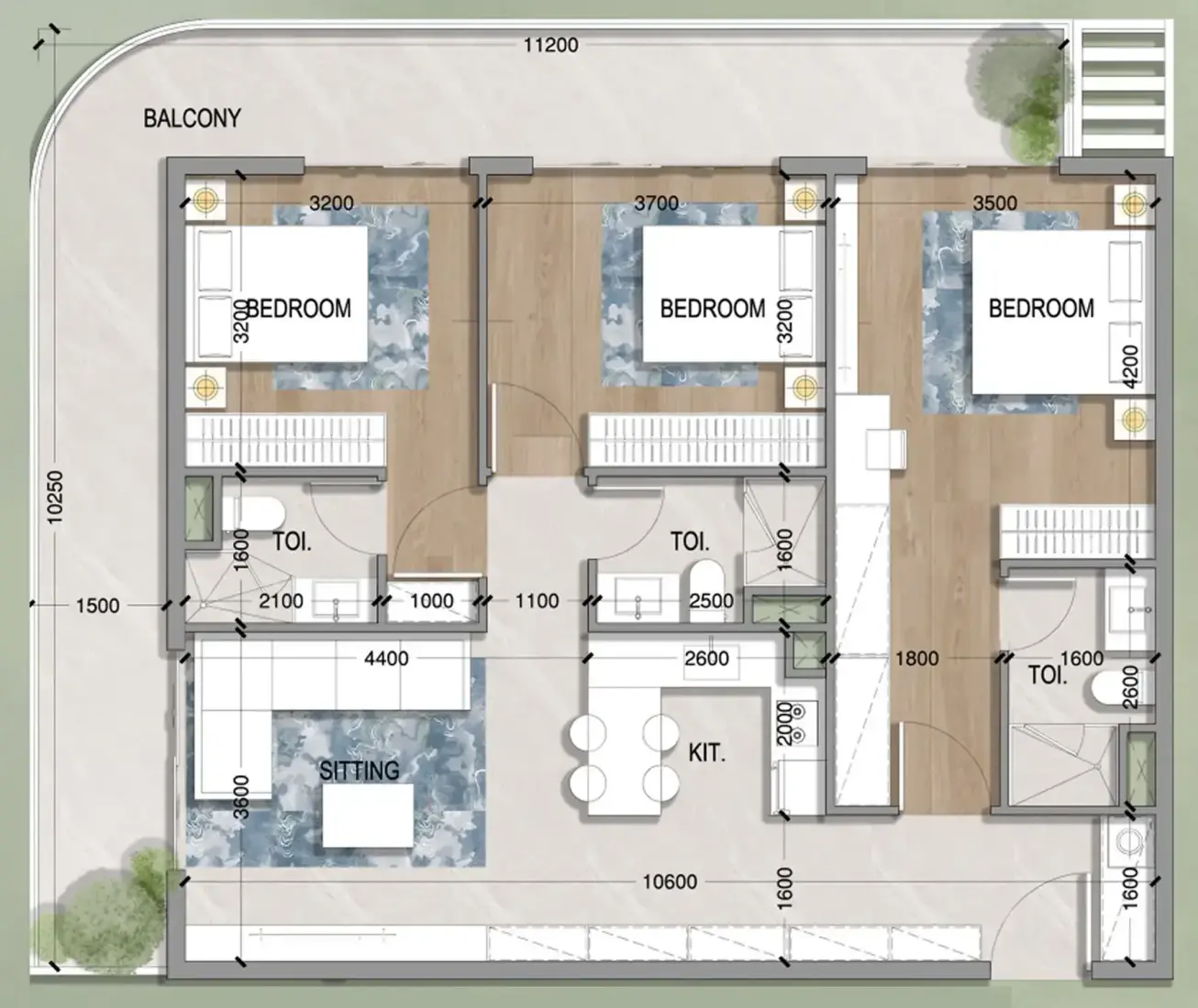 3 Bedrooms in Oasis Residences